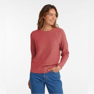 Women’s L.L Bean Mid-weight 100% Cotton Coral Textured Soft Rib Trim Sweater